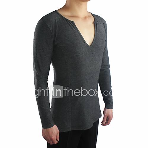 Latin Dans Tops Heren Prestatie Polyester Katoen Ruches Lange Mouw Top huismerk kopen in de aanbieding