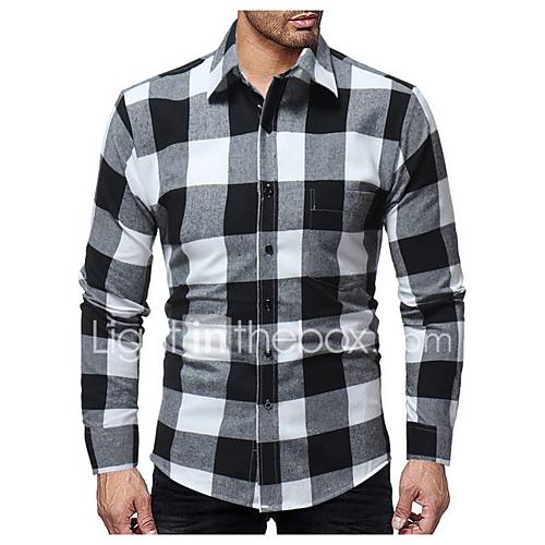 Heren Street Chic Overhemd Ruitjes Zwart Xl Lange Mouw huismerk kopen in de aanbieding