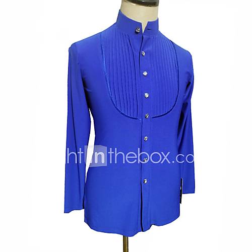 Latin Dans Tops Heren Prestatie Polyester Katoen Tule Ruches Lange Mouw Top huismerk kopen in de aanbieding