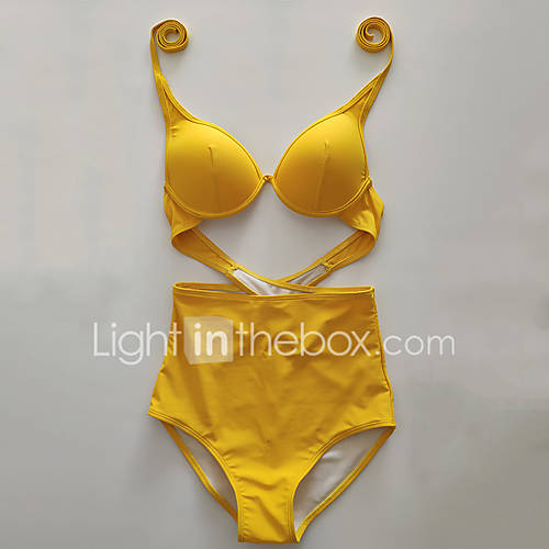 Dames Sportief Standaard Halter Geel Cheeky Hoge Taille Eendelig Zwemkleding Effen M L Xl Sexy huismerk kopen in de aanbieding Dames Sportief Standaard Halter Geel Cheeky Hoge Taille Eendelig Zwemkleding Effen M L Xl Sexy huismerk kopen in de aanbieding