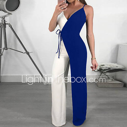 Dames Feest Uitgaan Diepe V Hals Wit Fuchsia Marine Blauw Breedbeen Slank Jumpsuit Kleurenblok M L Xl Mouwloos Lente Zomer Sexy huismerk kopen in de aanbieding Dames Feest Uitgaan Diepe V Hals Wit Fuchsia Marine Blauw Breedbeen Slank Jumpsuit Kleurenblok M L Xl Mouwloos Lente Zomer Sexy huismerk kopen in de aanbieding