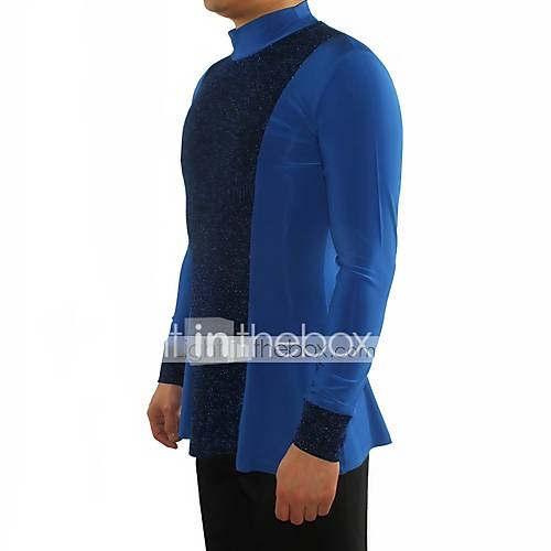 Latin Dans Tops Heren Prestatie Polyester Katoen Ruches Combinatie Lange Mouw Top huismerk kopen in de aanbieding