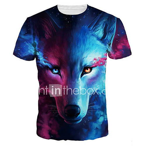 Heren Standaard Overdreven Print T Shirt 3D Dier Cartoon Ronde Hals Wolf Blauw Xl Korte Mouw Zomer huismerk kopen in de aanbieding Heren Standaard Overdreven Print T Shirt 3D Dier Cartoon Ronde Hals Wolf Blauw Xl Korte Mouw Zomer huismerk kopen in de aanbieding