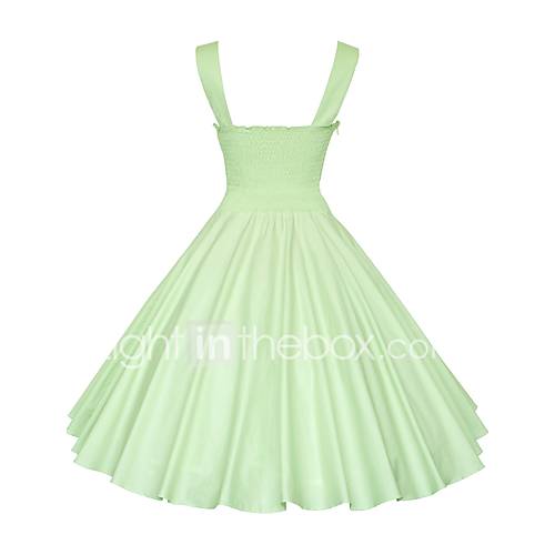 Dames Grote Maten Vintage Katoen A Lijn Jurk Effen Bandje Tot De Knie huismerk kopen in de aanbieding