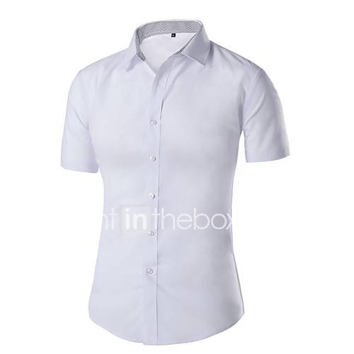 Heren Standaard Overhemd Katoen Effen Slank Rood Xxl Korte Mouw huismerk kopen in de aanbieding