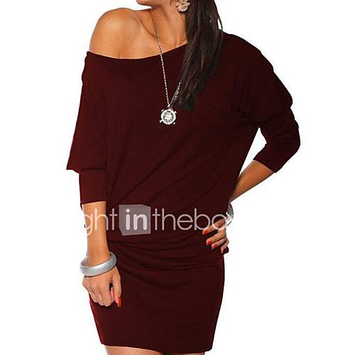 Dames Katoen Slank Schede Jurk Een Schouder Midi huismerk kopen in de aanbieding