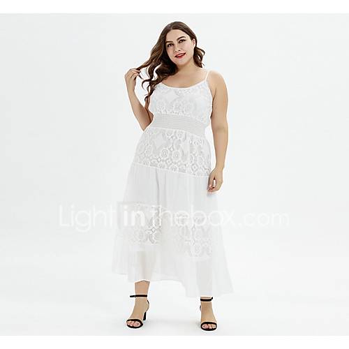 Dames Grote Maten Uitgaan Strand Slank Recht Jurk Effen Blote Rug Cut Out Bandje Midi huismerk kopen in de aanbieding