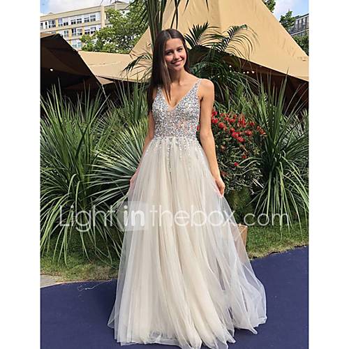 Dames Feest Slank Wijd Uitlopend Jurk Pailletten V Hals Maxi huismerk kopen in de aanbieding Dames Feest Slank Wijd Uitlopend Jurk Pailletten V Hals Maxi huismerk kopen in de aanbieding