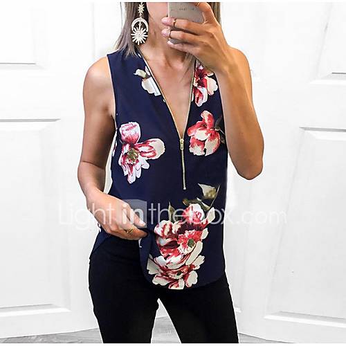 Dames Standaard Bloemen Chiffon Vetoketju Singlet Effen Geometrisch Diepe V Hals Blauw L Lente Zomer Herfst huismerk kopen in de aanbieding Dames Standaard Bloemen Chiffon Vetoketju Singlet Effen Geometrisch Diepe V Hals Blauw L Lente Zomer Herfst huismerk kopen in de aanbieding