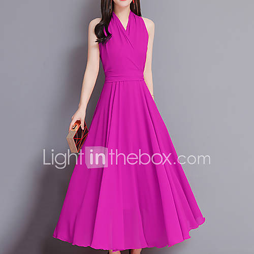 Dames Strand Street Chic Elegant Schede Wijd Uitlopend Jurk Effen Met Ruches V Hals Maxi huismerk kopen in de aanbieding Dames Strand Street Chic Elegant Schede Wijd Uitlopend Jurk Effen Met Ruches V Hals Maxi huismerk kopen in de aanbieding