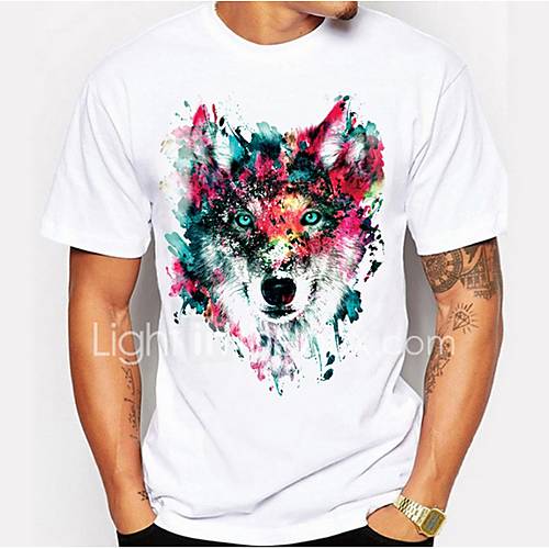 Heren T Shirt Dier Ronde Hals Wit Xl Korte Mouw huismerk kopen in de aanbieding