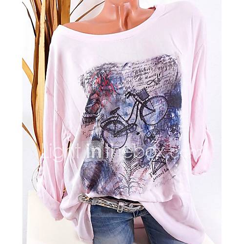 Dames Street Chic Print Grote Maten T Shirt Grafisch Blozend Roze Xxxl huismerk kopen in de aanbieding