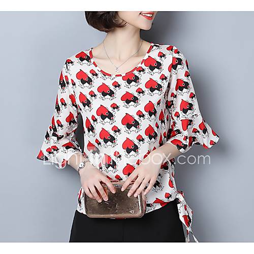 Dames Blouse Geometrisch Slank Wit Xl huismerk kopen in de aanbieding