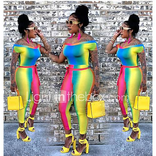 Dames Dagelijks Schouderafhangend Regenboog Harem Babypakje Kleurenblok M L Xl Korte Mouw huismerk kopen in de aanbieding Dames Dagelijks Schouderafhangend Regenboog Harem Babypakje Kleurenblok M L Xl Korte Mouw huismerk kopen in de aanbieding