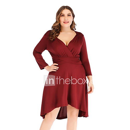 Dames Grote Maten Standaard Schede Jurk Effen Diepe V Hals Tot De Knie Hoge Taille Sexy huismerk kopen in de aanbieding Dames Grote Maten Standaard Schede Jurk Effen Diepe V Hals Tot De Knie Hoge Taille Sexy huismerk kopen in de aanbieding