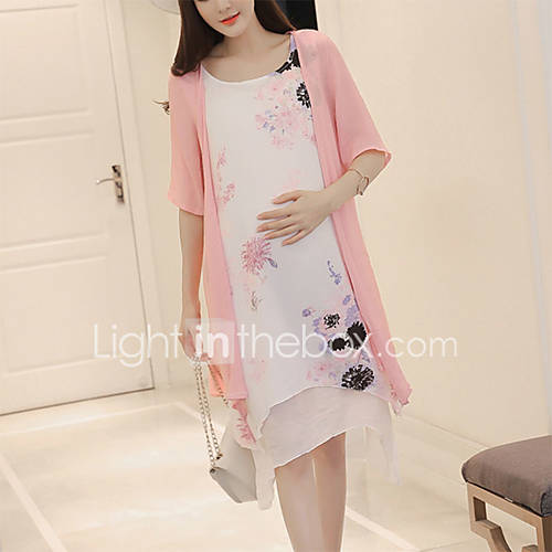 Dames Standaard Chinoiserie Recht Jurk Bloemen Print Asymmetrisch huismerk kopen in de aanbieding