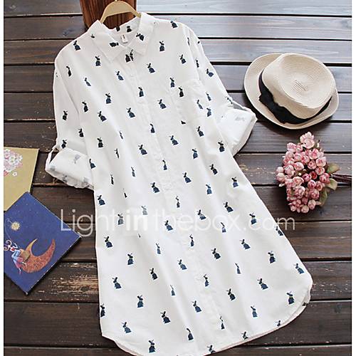 Dames Grote Maten Overhemd Geometrisch Overhemdkraag Ruimvallend Wit Xxxl huismerk kopen in de aanbieding