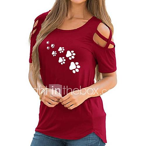 Dames Standaard T Shirt Geometrisch Rood huismerk kopen in de aanbieding