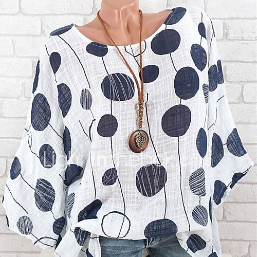 Dames Standaard Print Grote Maten Blouse Polka Dot Geometrisch Beige Xxxl Lente Herfst huismerk kopen in de aanbieding Dames Standaard Print Grote Maten Blouse Polka Dot Geometrisch Beige Xxxl Lente Herfst huismerk kopen in de aanbieding