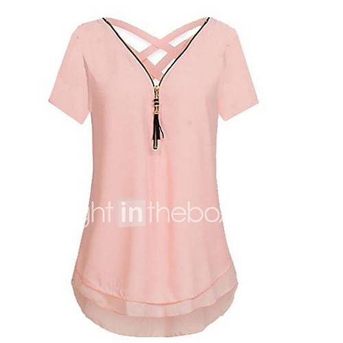 Dames Blote Rug Grote Maten Blouse Effen V Hals Rood Xxxl huismerk kopen in de aanbieding