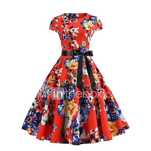 Dames Street Chic Skinny Wijd Uitlopend Jurk Bloemen Print Asymmetrisch huismerk kopen in de aanbieding