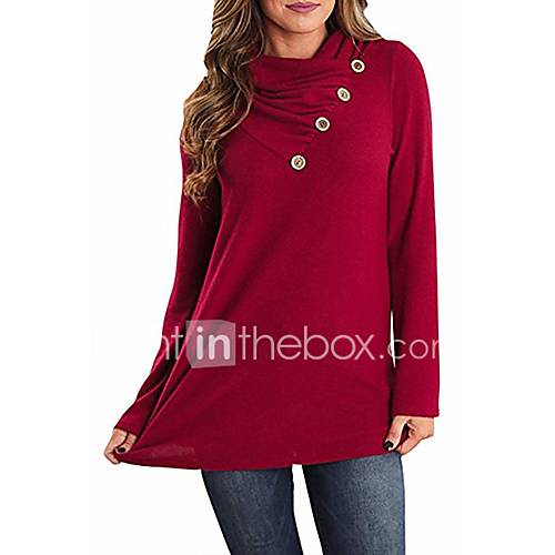 Dames T Shirt Effen Coltrui Ruimvallend Marineblauw huismerk kopen in de aanbieding