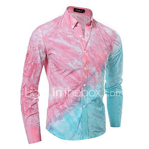 Heren Overhemd Kleurenblok Blozend Roze L Lange Mouw huismerk kopen in de aanbieding