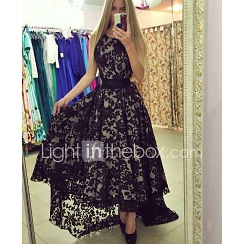 Dames Slank Wijd Uitlopend Jurk Effen Patchwork Maxi huismerk kopen in de aanbieding