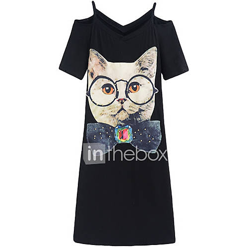 Dames Uitgaan Street Chic Elegant Katoen A Lijn Jurk Print Schouderafhangend Boven De Knie Kat huismerk kopen in de aanbieding Dames Uitgaan Street Chic Elegant Katoen A Lijn Jurk Print Schouderafhangend Boven De Knie Kat huismerk kopen in de aanbieding
