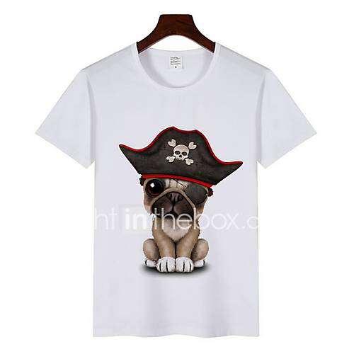 Heren Print T Shirt Dier Ronde Hals Wit Xl Korte Mouw huismerk kopen in de aanbieding