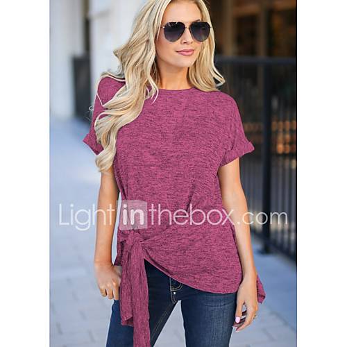 Dames T Shirt Katoen Effen Slank Geel huismerk kopen in de aanbieding