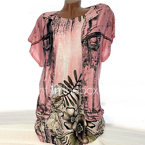 Dames Standaard Grote Maten T Shirt 3D Klaver Xxxl huismerk kopen in de aanbieding