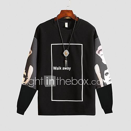 Heren Sweatshirt Print Geometrisch Portret huismerk kopen in de aanbieding