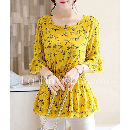 Dames Blouse Katoen Bloemen Blozend Roze Xl huismerk kopen in de aanbieding