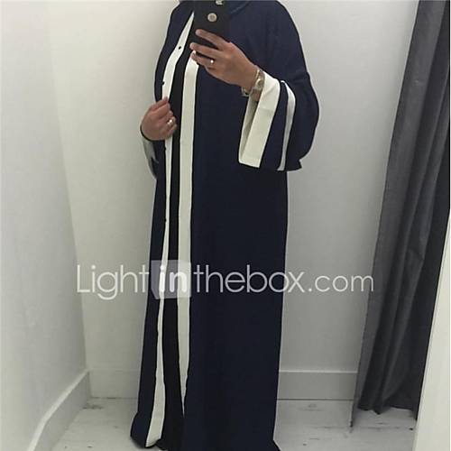 Dames Street Chic Elegant Abaya Kaftan Jurk Kleurenblok Veters Maxi huismerk kopen in de aanbieding
