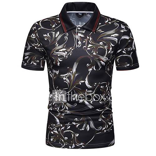 Heren Polo Katoen Geometrisch Overhemdkraag Bruin huismerk kopen in de aanbieding