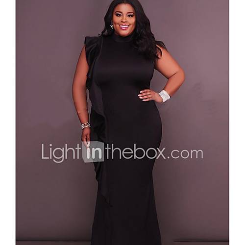 Dames Ruimvallend Wijd Uitlopend Jurk Opstaand Maxi huismerk kopen in de aanbieding