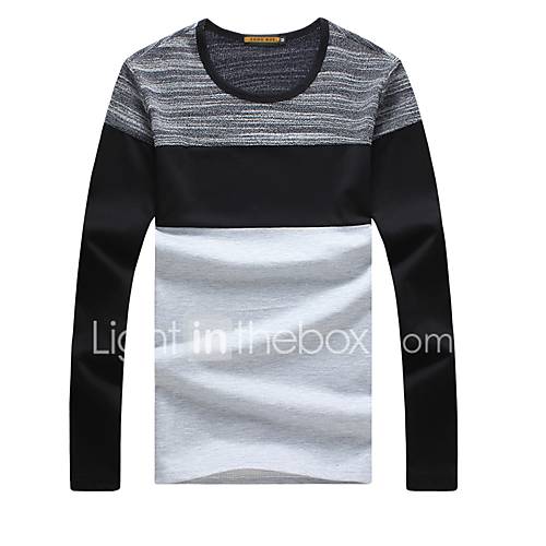 Heren Grote Maten T Shirt Katoen Kleurenblok Ronde Hals Slank Blauw Xxxl huismerk kopen in de aanbieding