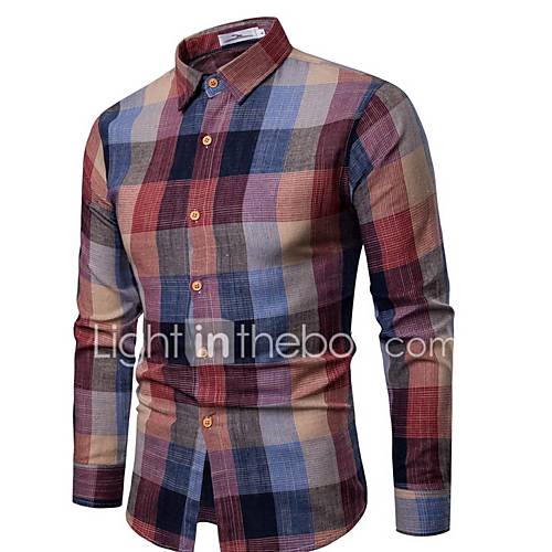 Heren Overhemd Ruitjes Slank huismerk kopen in de aanbieding