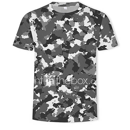 Heren Print T Shirt Kleurenblok Camouflage huismerk kopen in de aanbieding