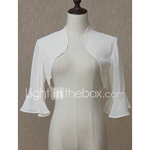 Halve Mouw Chiffon Bruiloft Feest Uitgaan Damesomslag Met Effen Boleros huismerk kopen in de aanbieding