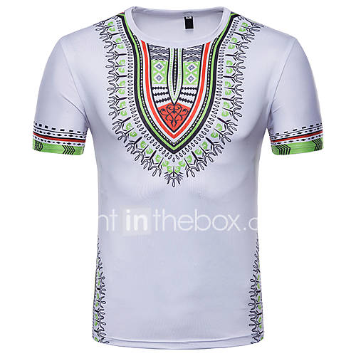 Heren Print T Shirt Kleurenblok 3D Tribal Rood huismerk kopen in de aanbieding