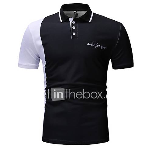Heren Polo Kleurenblok Overhemdkraag Slank Zwart Xl huismerk kopen in de aanbieding