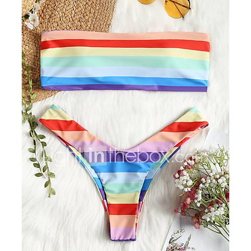 Dames Regenboog Cheeky Tankini Zwemkleding Kleurenblok S M L huismerk kopen in de aanbieding