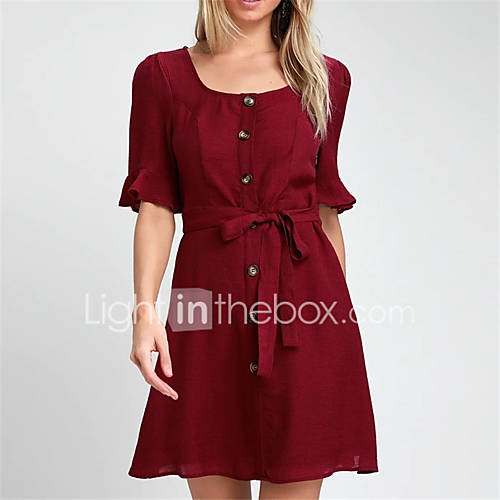 Dames Boven De Knie Schede Jurk Wijn Legergroen Zwart S M L Xl huismerk kopen in de aanbieding