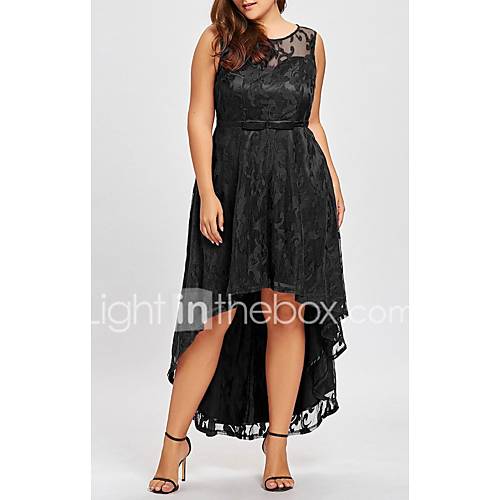 Dames Grote Maten Standaard Ruimvallend A Lijn Jurk Effen Asymmetrisch huismerk kopen in de aanbieding