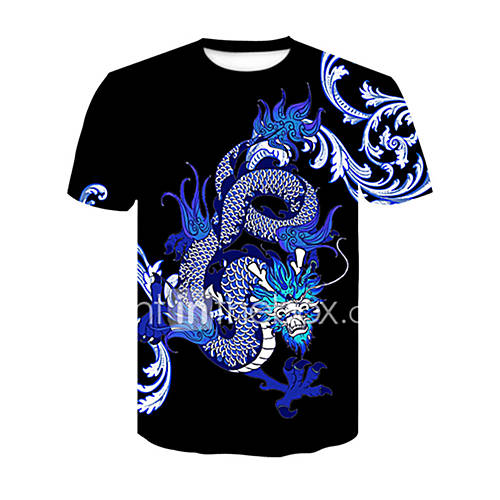 Heren Standaard Street Chic Print T Shirt Club Kleurenblok Dier Ronde Hals Zwart Xxl Korte Mouw Zomer huismerk kopen in de aanbieding