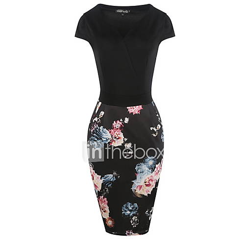 Dames Bodycon Jurk Diepe V Hals Tot De Knie huismerk kopen in de aanbieding