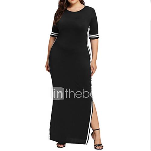 Dames Recht Jurk Effen Patchwork Maxi huismerk kopen in de aanbieding