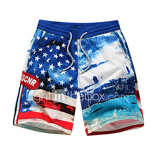 Heren Standaard Shorts Broek Gestreept Print Vlag Blauw huismerk kopen in de aanbieding